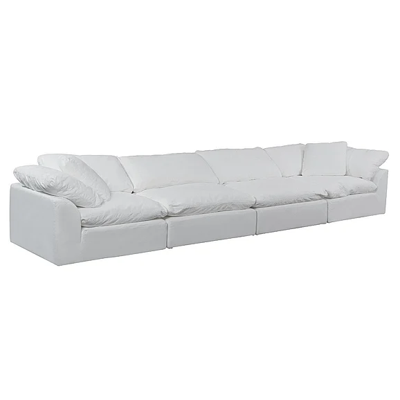 Sunset Trading Contemporary Puff Collection 4PC Slipcovered Modular Sectional Sofa in White SU-1458-81-2C-2A