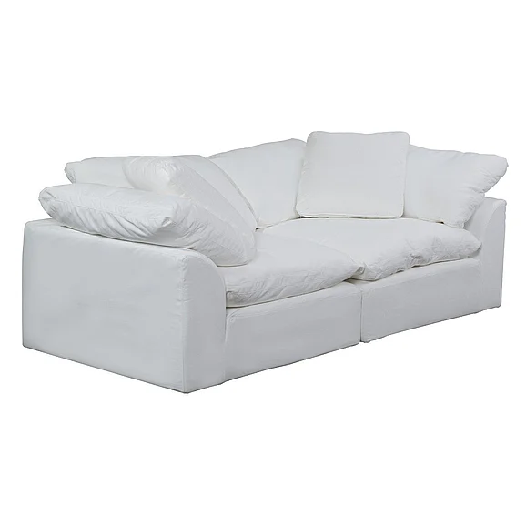 Sunset Trading Contemporary Puff Collection 2PC Slipcovered Modular Sectional Sofa in White SU-1458-81-2C