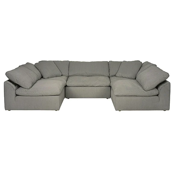 Sunset Trading Cloud-Puff 5Pc Slipcovered U-Shaped Sectional Sofa in Gray SU-1458-94-2C-3A