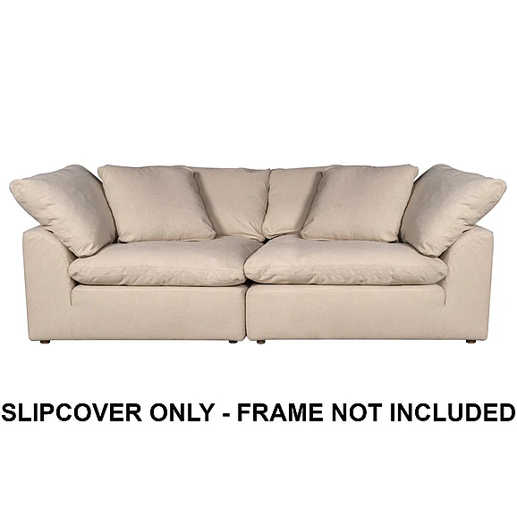 Sunset Trading Contemporary Puff Collection Replacement Slipcover Only for 2PC 88" Sectional Sofa in Tan SU-1458SC-84-2C