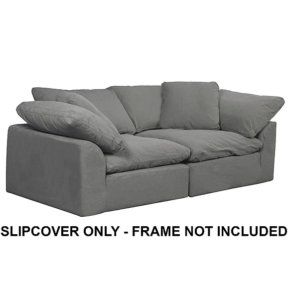 Sunset Trading Contemporary Puff Collection Replacement Slipcover Only for 2PC 88" Sectional Sofa in Gray SU-1458SC-94-2C