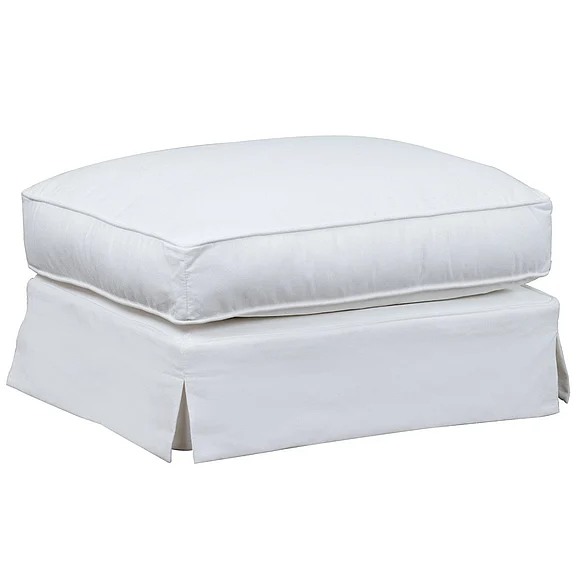 Sunset Trading Ariana Slipcovered Ottoman in White SU-78330-81