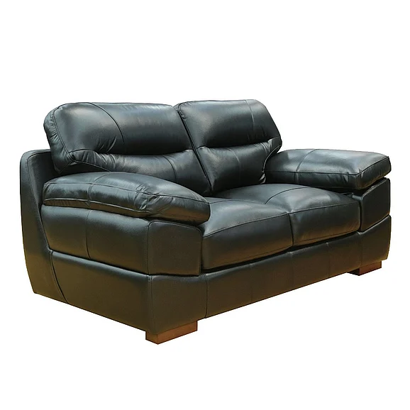 Sunset Trading Jayson 73" Wide Top Grain Leather Loveseat in Black SU-JH80-200SP