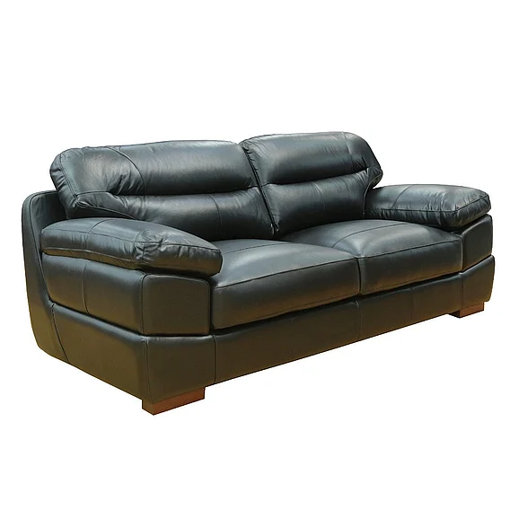 Sunset Trading Jayson 89" Wide Top Grain Leather Sofa in Black SU-JH80-301SP
