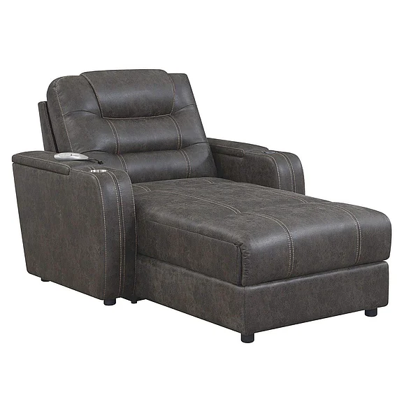 Sunset Trading Power Reclining Chaise Lounge Chair with Arms in Gray SU-K1128045LS