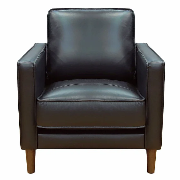 Sunset Trading Prelude 32" Wide Black Top Grain Leather Armchair in Black SU-PR15070-80-100E