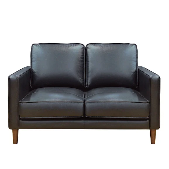 Sunset Trading Prelude 55" Wide Black Top Grain Leather Loveseat in Black SU-PR15070-80-200E