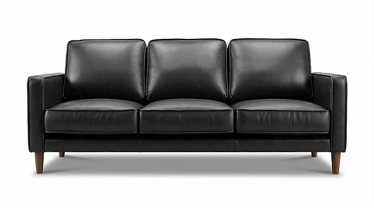 Sunset Trading Prelude 79" Wide Black Top Grain Leather Sofa in Black SU-PR15070-80-300E