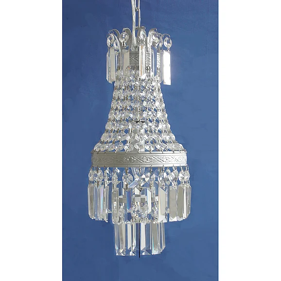 Bethel Silver Frame Clear Crystal Single Pendant Light SU34