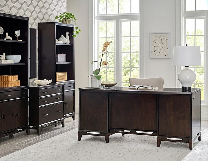 Aspenhome Sutton 2pc Curved Executive Desk Office Set in French Roast
