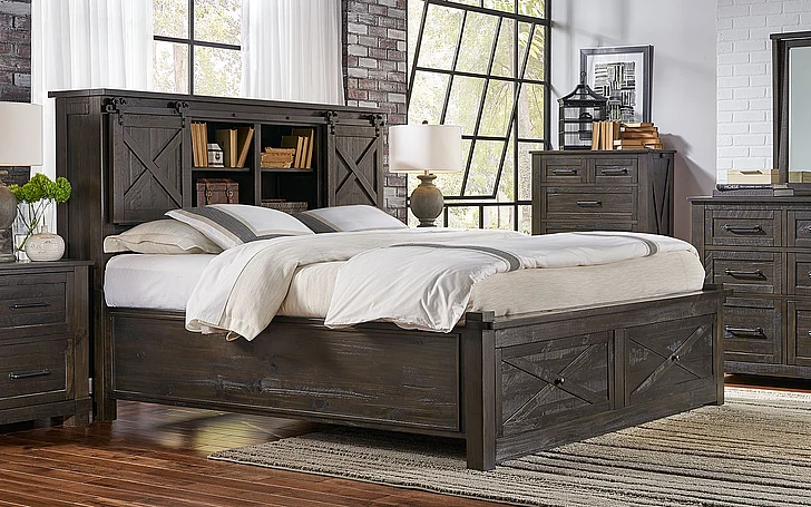 Sun Valley 4-Piece Storage Bedroom Set in Charcoal