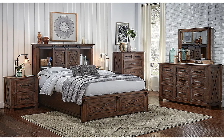 Sun Valley 2-Piece Storage Bedroom Set in Rustic Timber