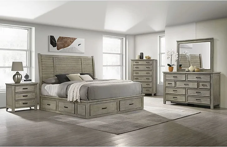 Elements International Sullivan 2-Piece Storage Bedroom Set in Drift Grey