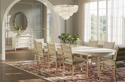 Jonathan Charles Timeless 9pc Synodic Swedish Dining Table Set in London Mist