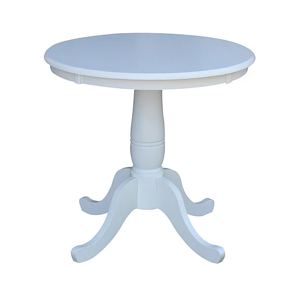 John Thomas Dining Essentials 30'' Pedestal Table in Pure White T08-30RT;T08-30B