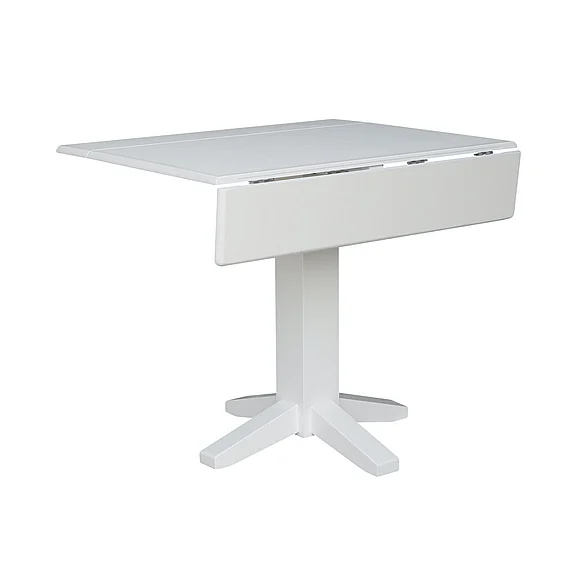John Thomas Dining Essentials Square Dropleaf Pedestal Table in Pure White T08-36SDP