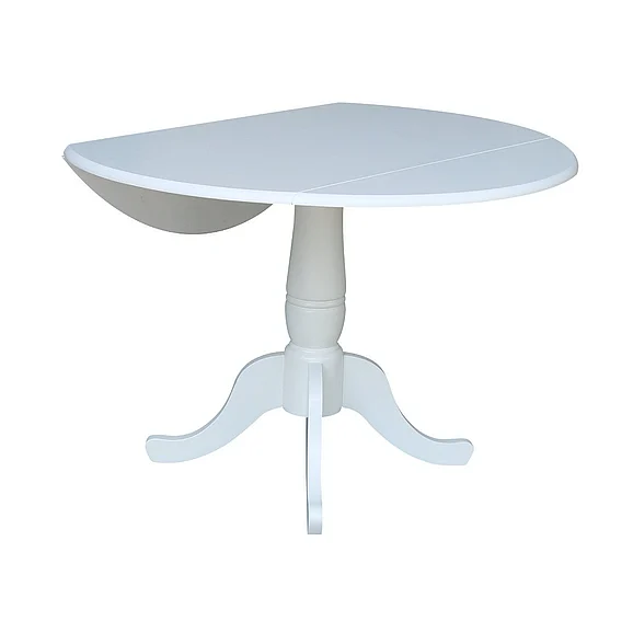 John Thomas Dining Essentials Round Dropleaf Pedestal Table in Pure White T08-42DP