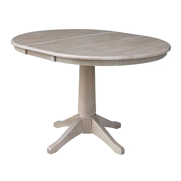 John Thomas Dining Essentials Round Extension Table in Taupe Gray T09-36RXT;T09-27B