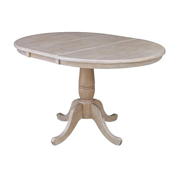 John Thomas Dining Essentials Round Extension Table in Taupe Gray T09-36RXT;T09-30B