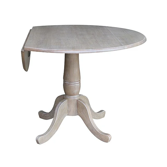 John Thomas Dining Essentials Round Dropleaf Pedestal Table in Taupe Gray T09-42DP
