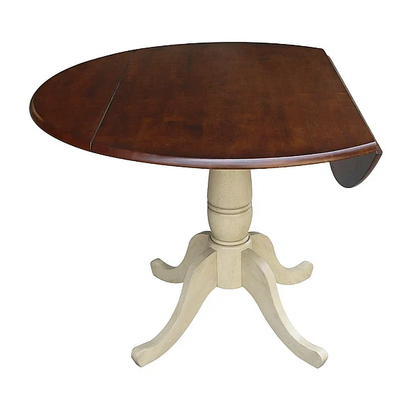 John Thomas Dining Essentials Round Dropleaf Pedestal Table in Almond & Espresso T12-42DP