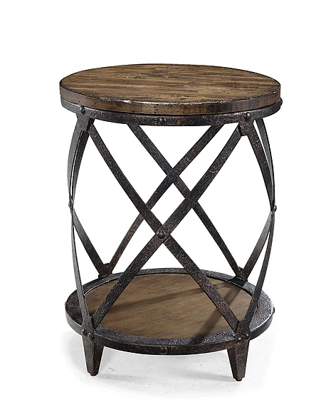 Magnussen Pinebrook Round Accent Table in Distressed Natural Pine T1755-35