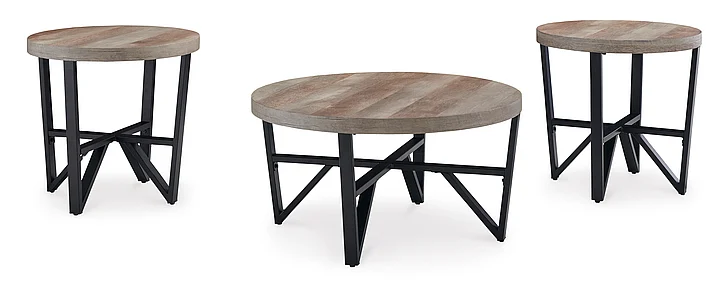 Deanlee Table (Set of 3) in Grayish Brown/Black T235-13 FedEx/UPS