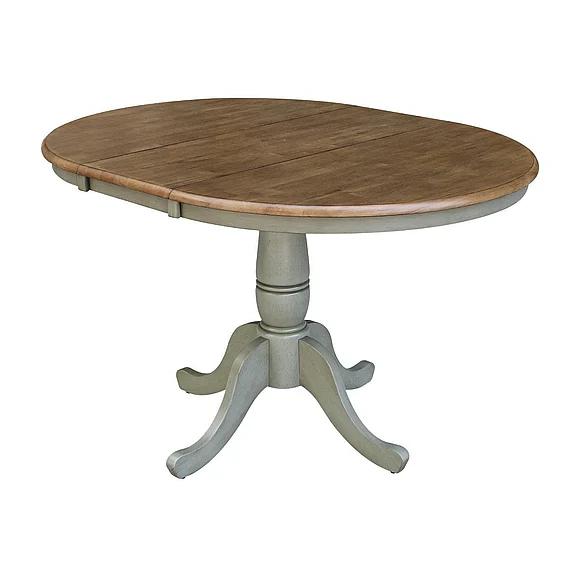 John Thomas Dining Essentials Round Extension Table in Hickory/Stone T41-36RXT;T41-30B