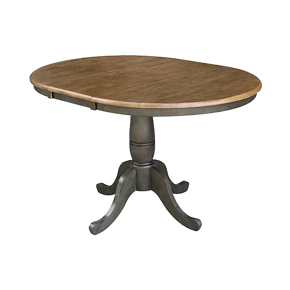 John Thomas Dining Essentials Round Extension Table in Hickory/Coal T45-36RXT;T145-30P