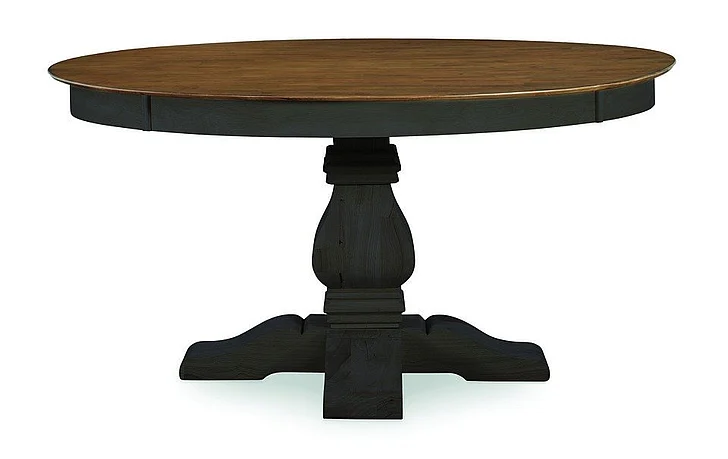 John Thomas Vista Collection 52" Solid Round Table Top w/Banks Pedestal Base in Hickory and Coal T45-52T;T145-14B-30
