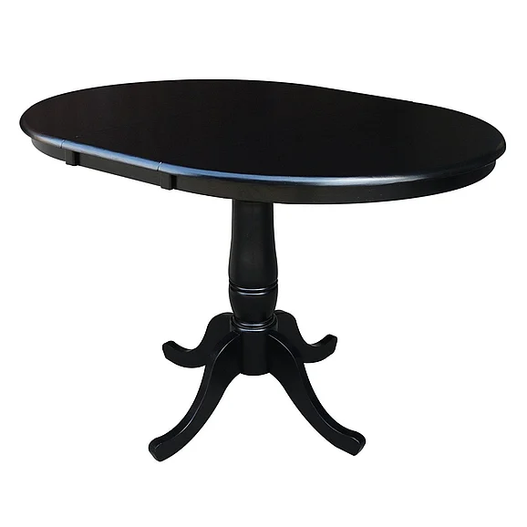 John Thomas Dining Essentials Round Extension Table in Black T46-36RXT;T46-30B