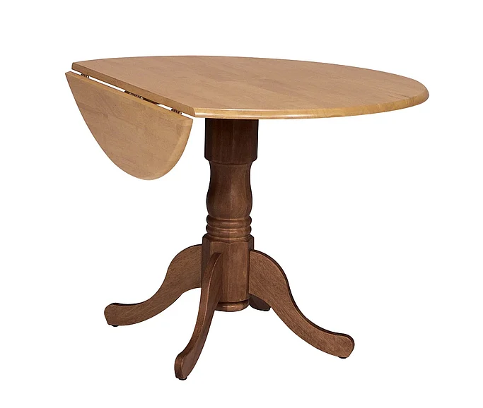 John Thomas Furniture Dining Essentials 42" Dropleaf Round Table in Cinnamon/Espresso T58-42DP