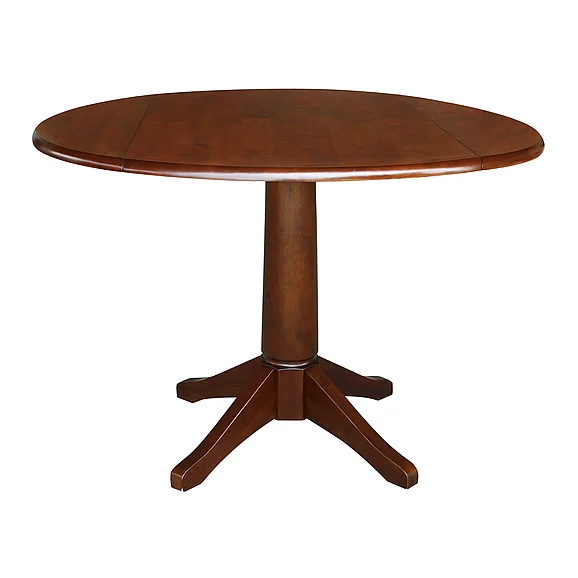 John Thomas Dining Essentials Round Dropleaf Pedestal Table in Espresso T581-42DPT;T58-27B