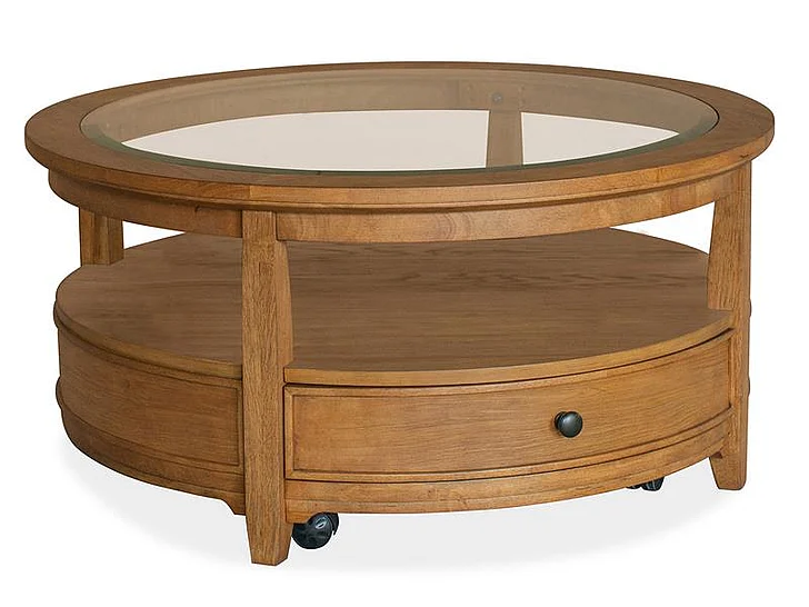 Magnussen Furniture Durant Round Cocktail Table with Casters in Honey Brown T5814-45