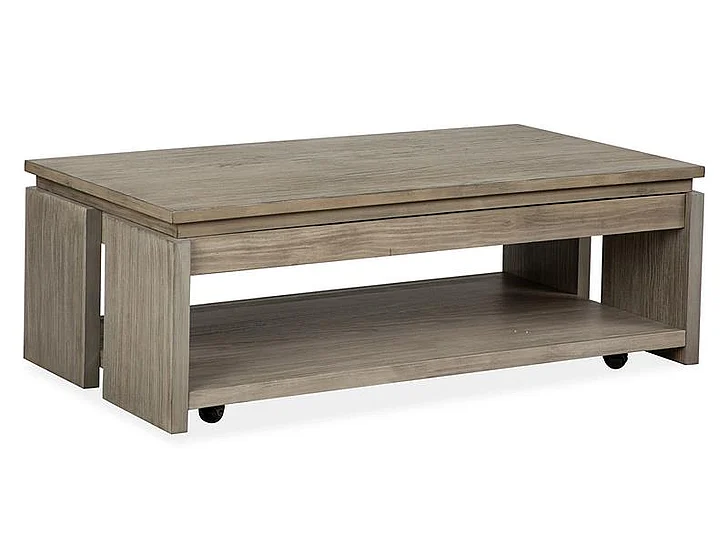Magnussen Furniture Conrad Rectangular Lift Top Storage Cocktail Table with Casters in Stone Harbor Grey T5865-50