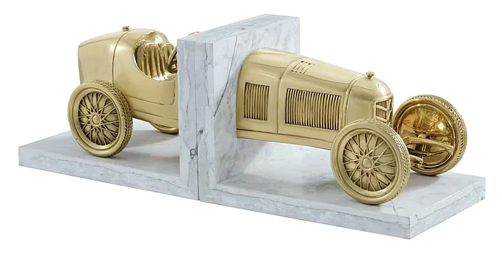 Theodore Alexander Spencer London Book of Speed Bookends in Polished Brass and Quartz TA11024.C296