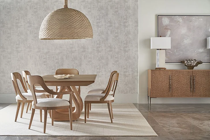 Theodore Alexander Essence 7pc Dining Table Set in Blonde