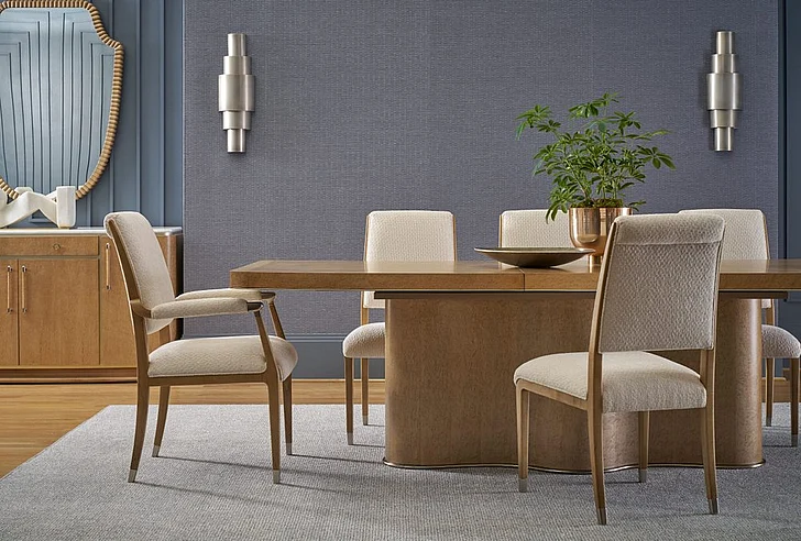 Theodore Alexander Origins 9pc Rectangular Dining Table Set in Sesame