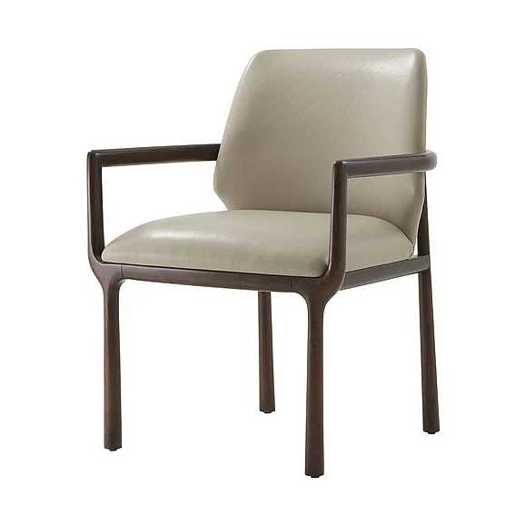 Theodore Alexander Kesden Leather Dining Arm Chair in Pyramid Brown TA41038.2BIF