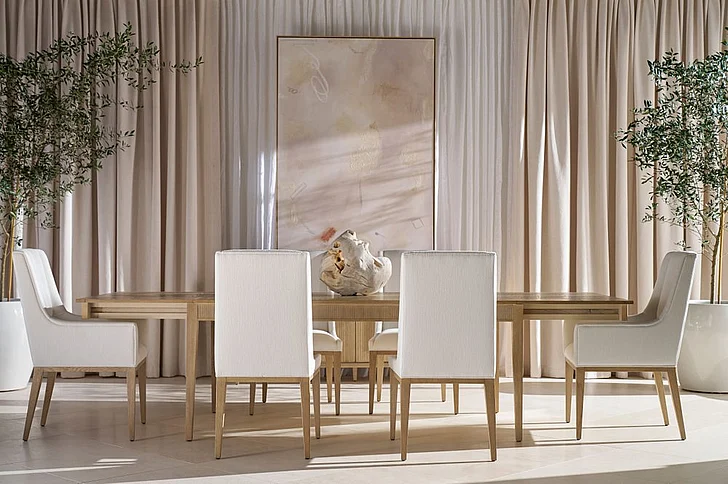 Theodore Alexander Balboa 7pc Rectangular Dining Table Set in Coastal Grey