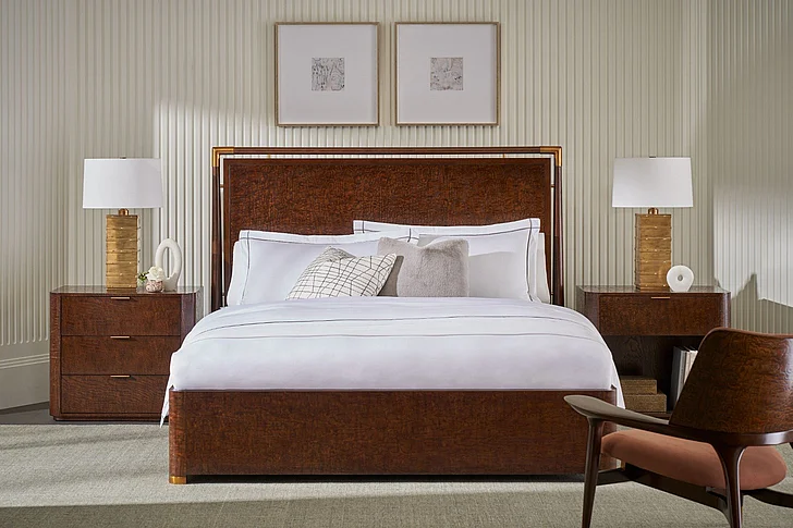 Theodore Alexander Kesden 2pc Kesden Wood Bedroom Set in Pyramid Brown