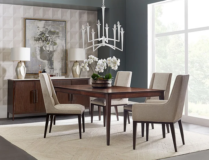 Theodore Alexander Lido 7pc Rectangular Dining Table Set in Bistre