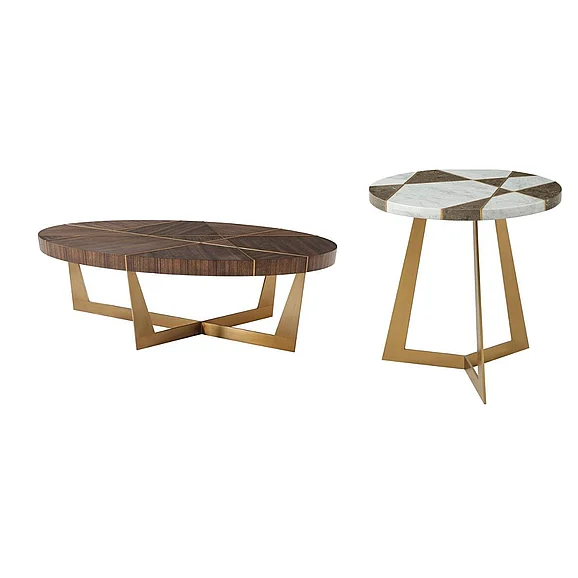 Theodore Alexander TA Originals 2pc Occasional Living Room Set in Hazelnut