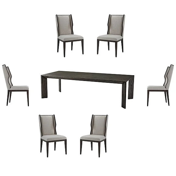Theodore Alexander TA Studio 7pc Jayson Dining Table Set in Ember