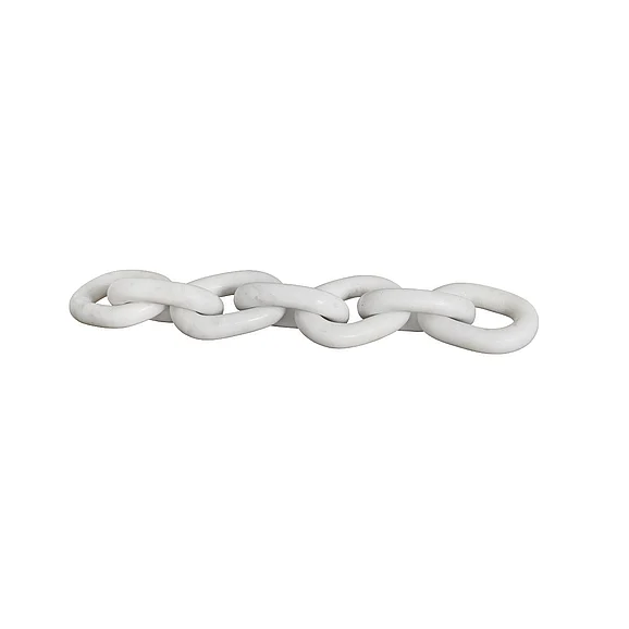 Worlds Away Tabi White Marble Chain Link Object TABI