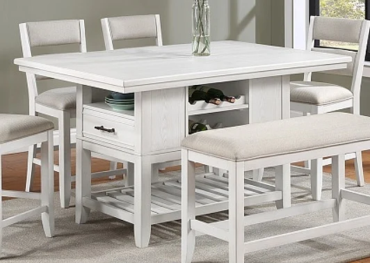 Crown Mark Furniture Wendy Counter Height Table in White