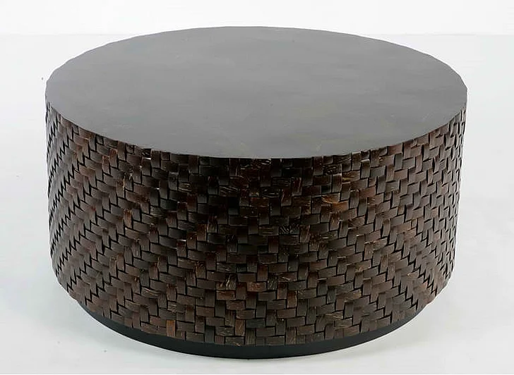 Indo Puri Bali Cylinder Coffee Table in Dark Brown