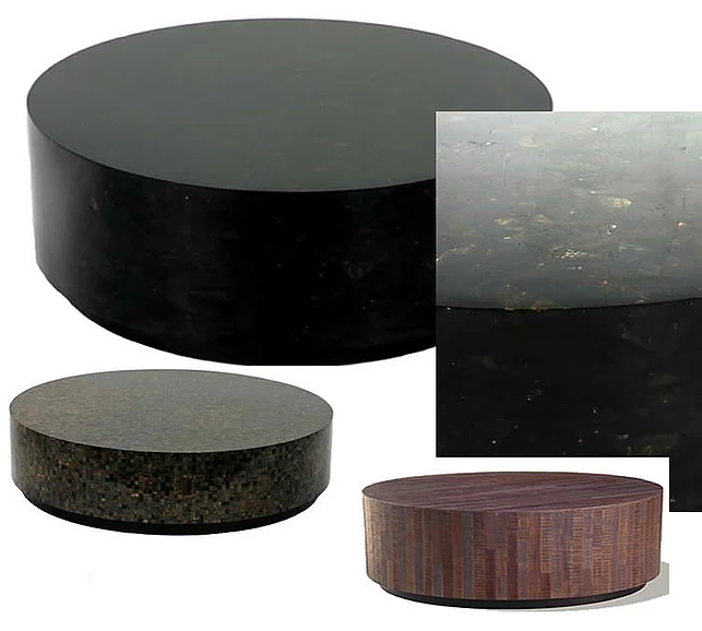 Indo Puri Block Cylinder Coffee Table in Black Penshell
