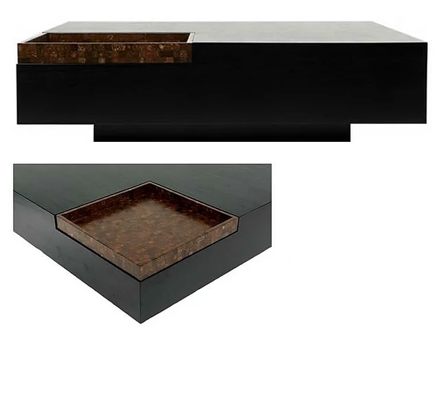 Indo Puri Block Quadrant Rectangle Coffee Table in Espresso