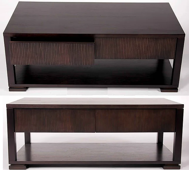 Indo Puri Garis Rectangular Cocktail Table in Chocolate Brown